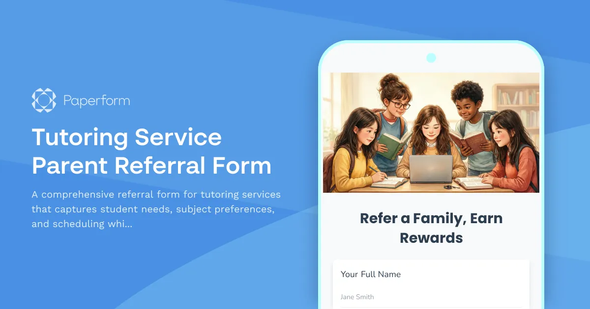 Tutoring Service Parent Referral Form