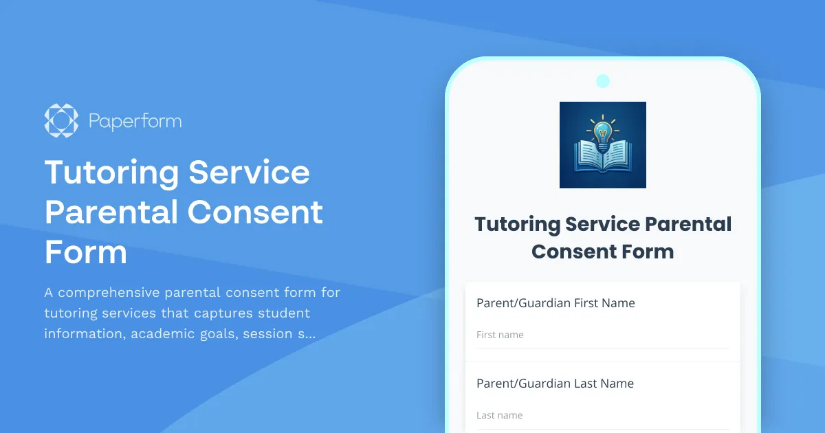 Tutoring Service Parental Consent Form