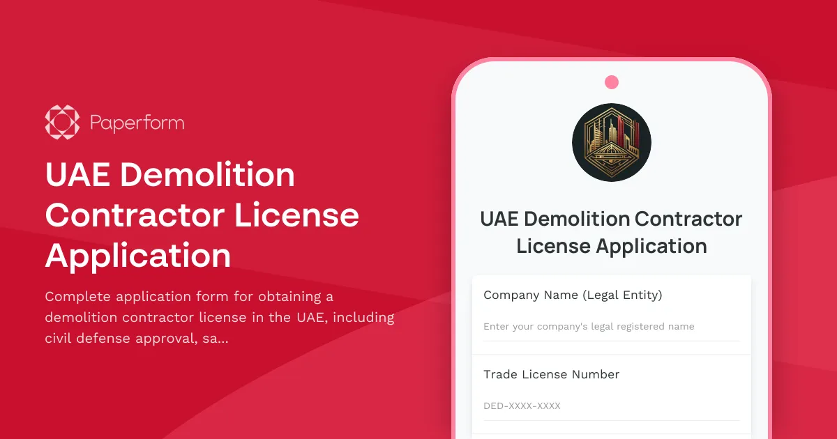 UAE Demolition Contractor License Application