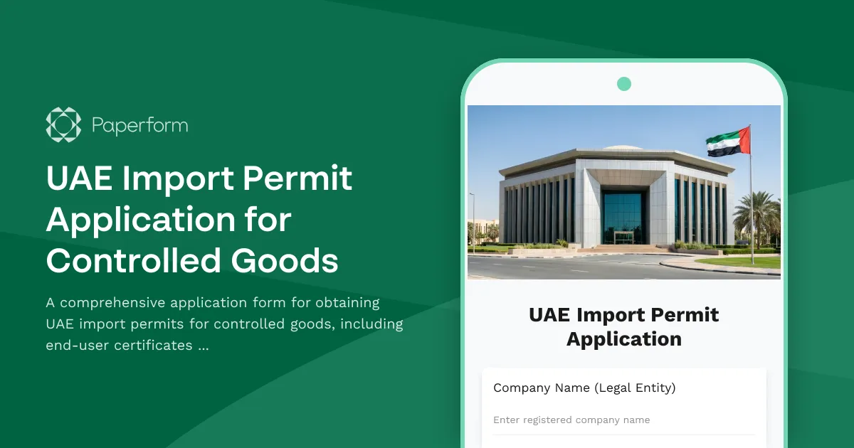 UAE Import Permit Application for Controlled Goods