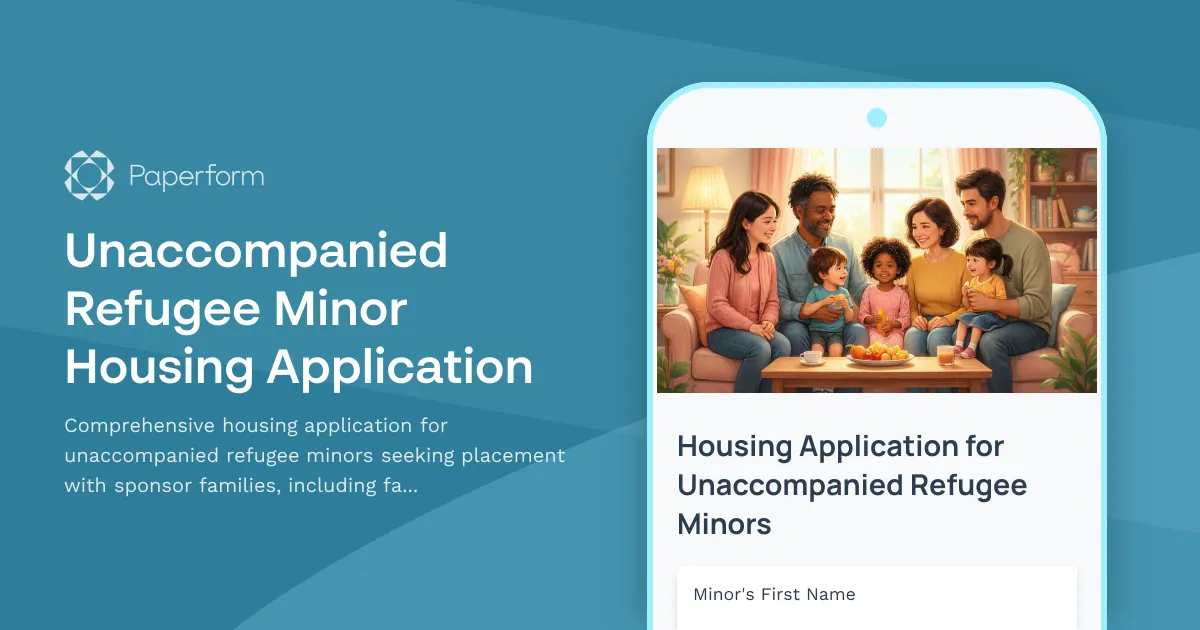 Unaccompanied Refugee Minor Housing Application