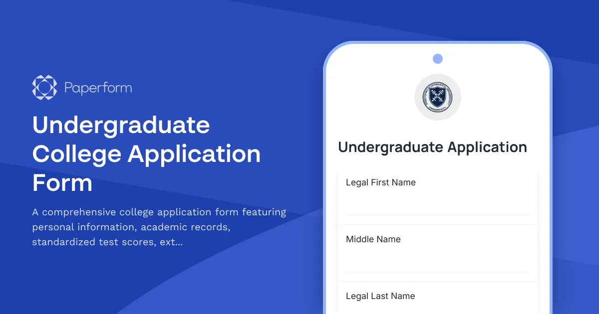 Undergraduate College Application Form