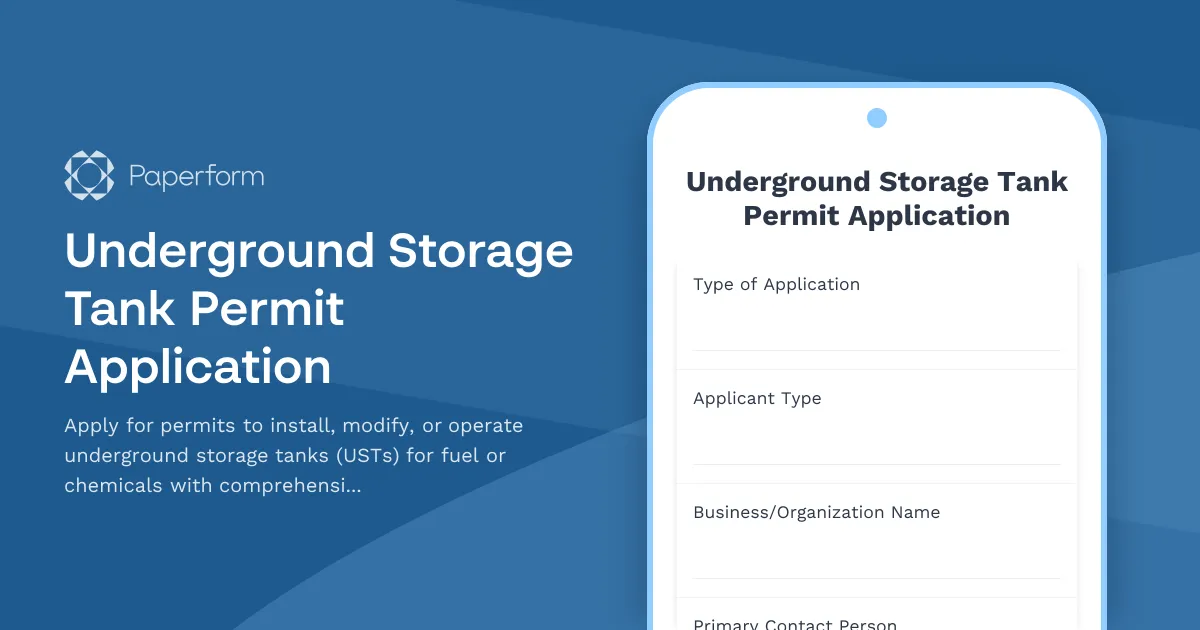 Underground Storage Tank Permit Application