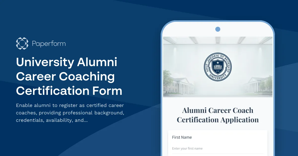 University Alumni Career Coaching Certification Form