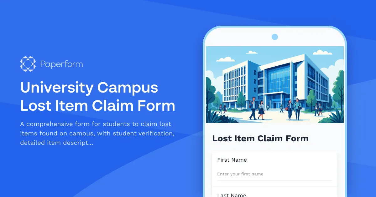 University Campus Lost Item Claim Form