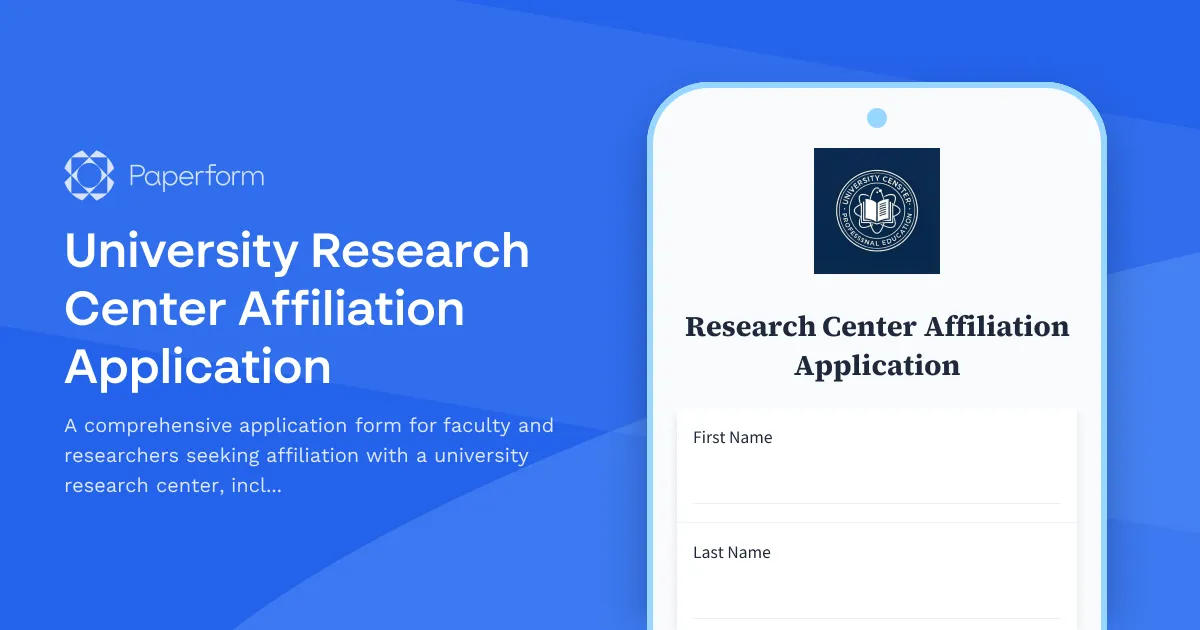 University Research Center Affiliation Application