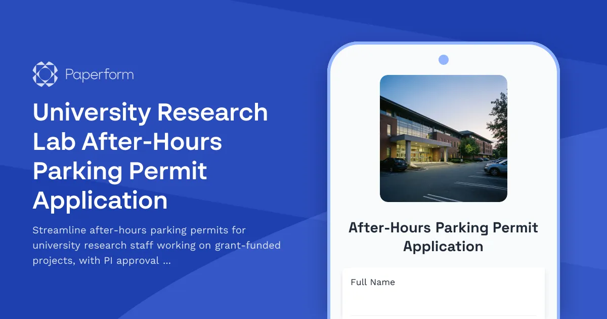University Research Lab After-Hours Parking Permit Application