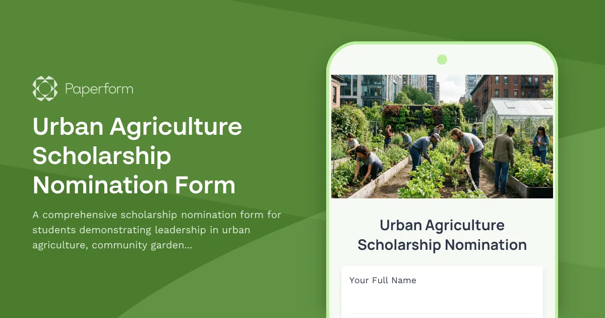 Urban Agriculture Scholarship Nomination Form