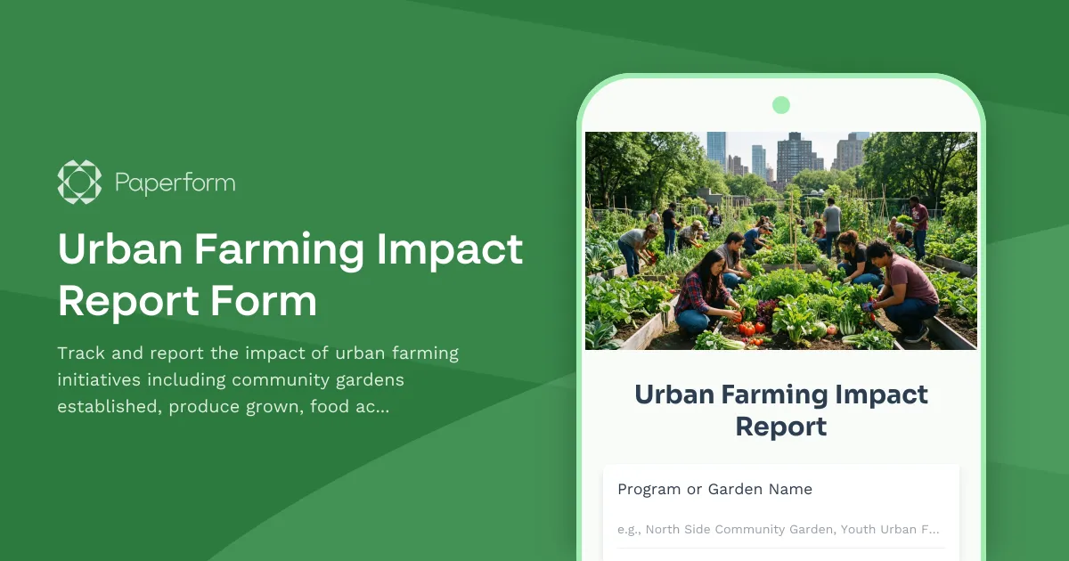 Urban Farming Impact Report Form