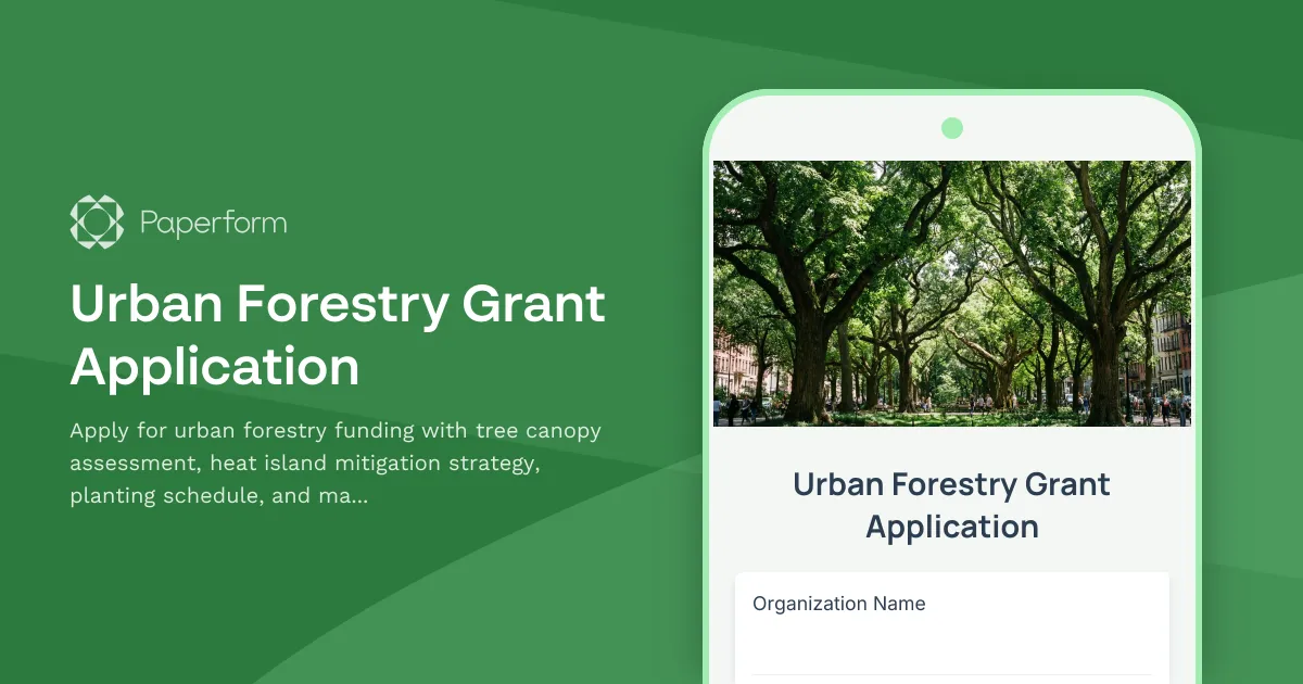 Urban Forestry Grant Application