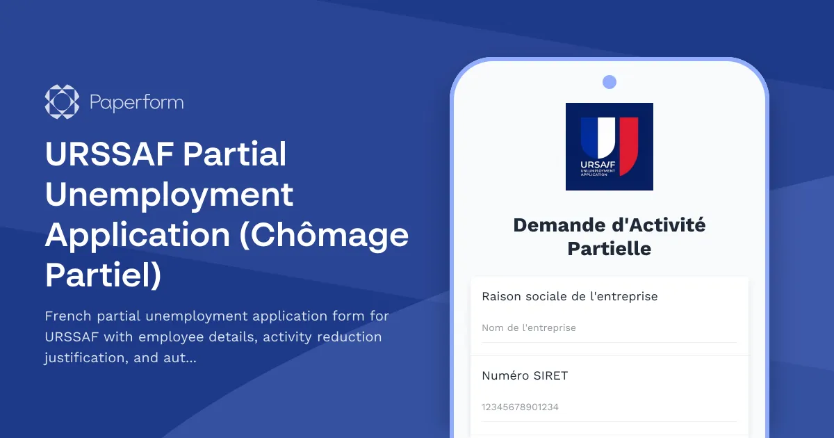 URSSAF Partial Unemployment Application (Chômage Partiel)