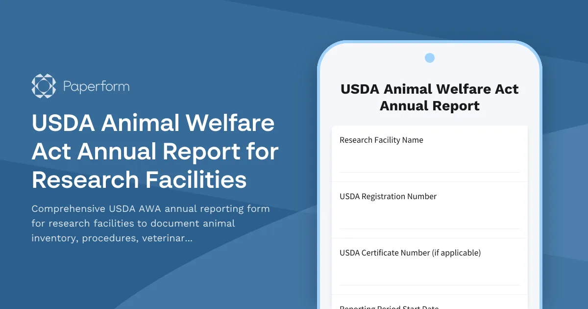 USDA Animal Welfare Act Annual Report for Research Facilities