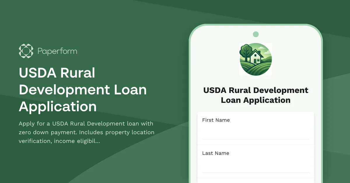 USDA Rural Development Loan Application