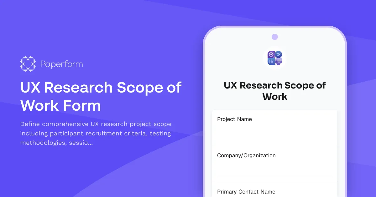UX Research Scope of Work Form