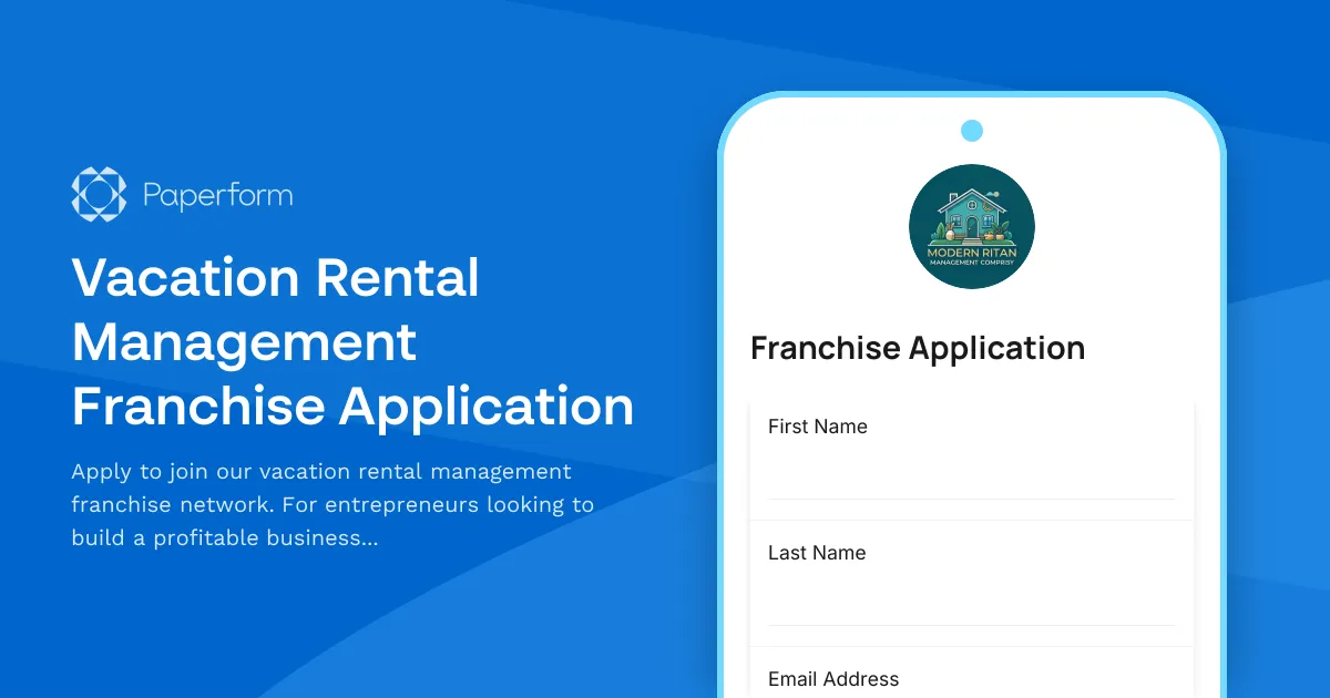 Vacation Rental Management Franchise Application
