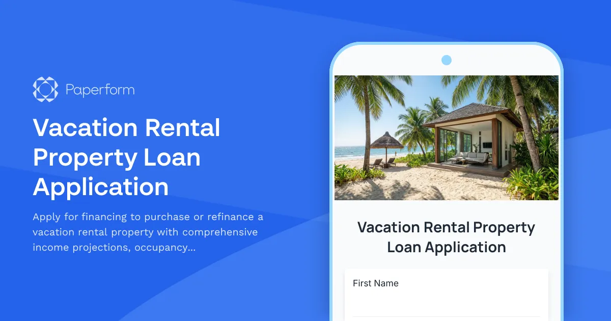 Vacation Rental Property Loan Application