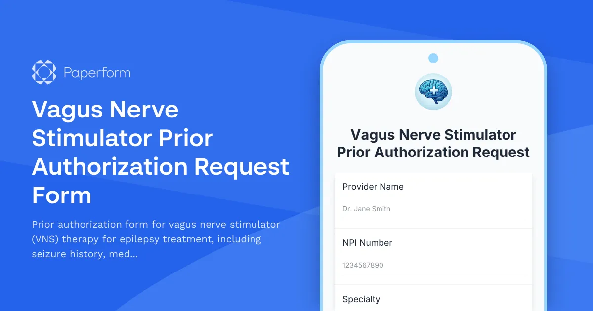 Vagus Nerve Stimulator Prior Authorization Request Form