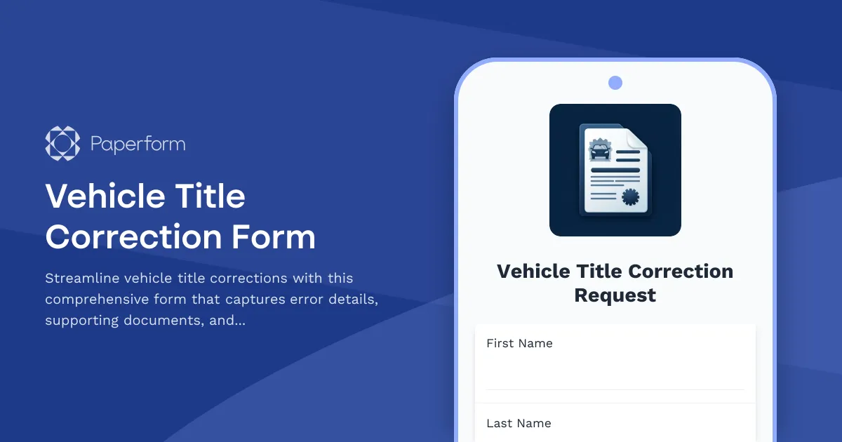 Vehicle Title Correction Form