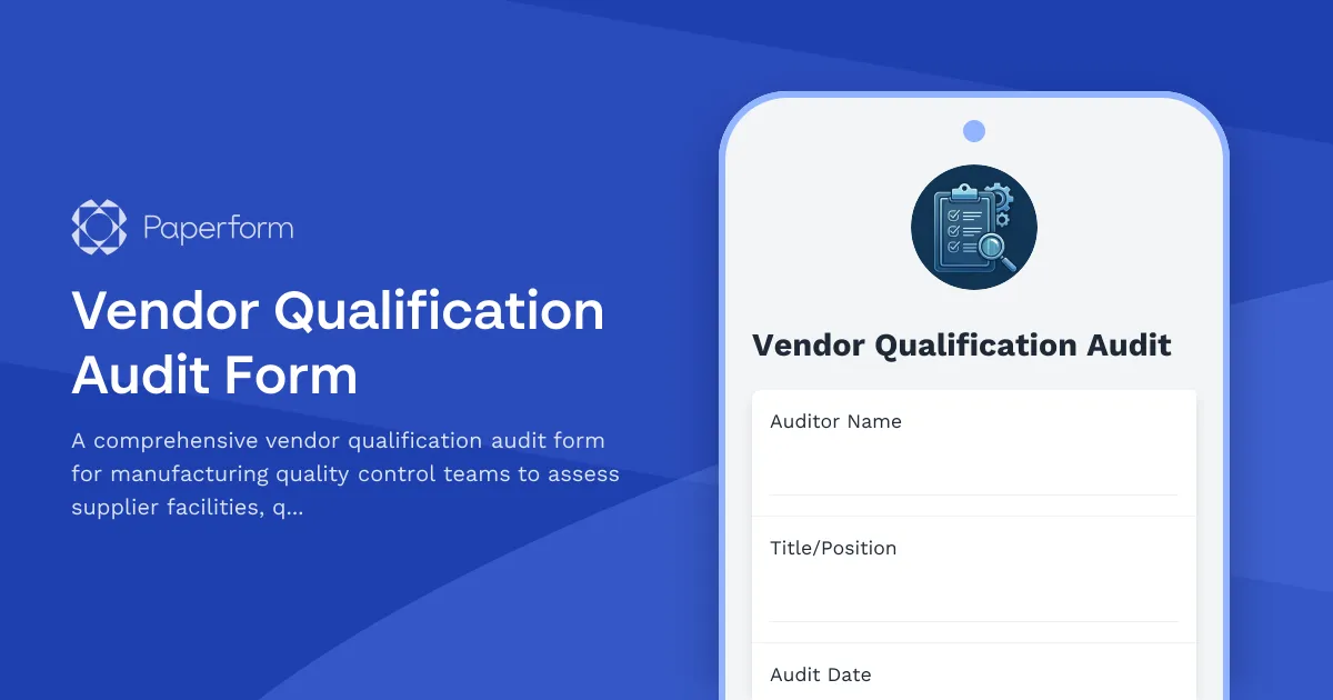 Vendor Qualification Audit Form