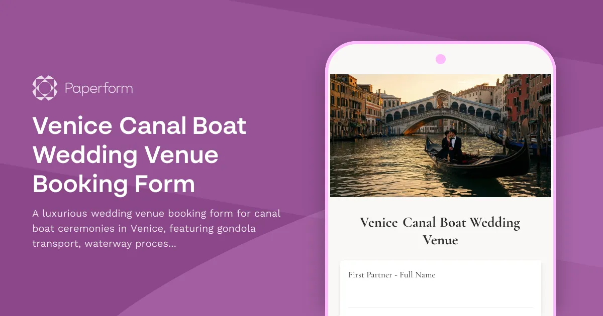 Venice Canal Boat Wedding Venue Booking Form
