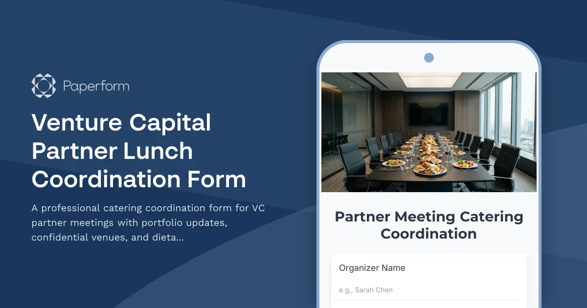Venture Capital Partner Lunch Coordination Form