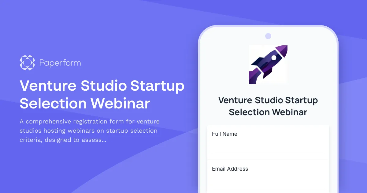 Venture Studio Startup Selection Webinar