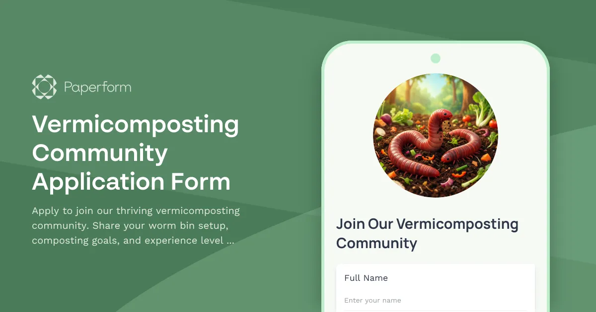 Vermicomposting Community Application Form