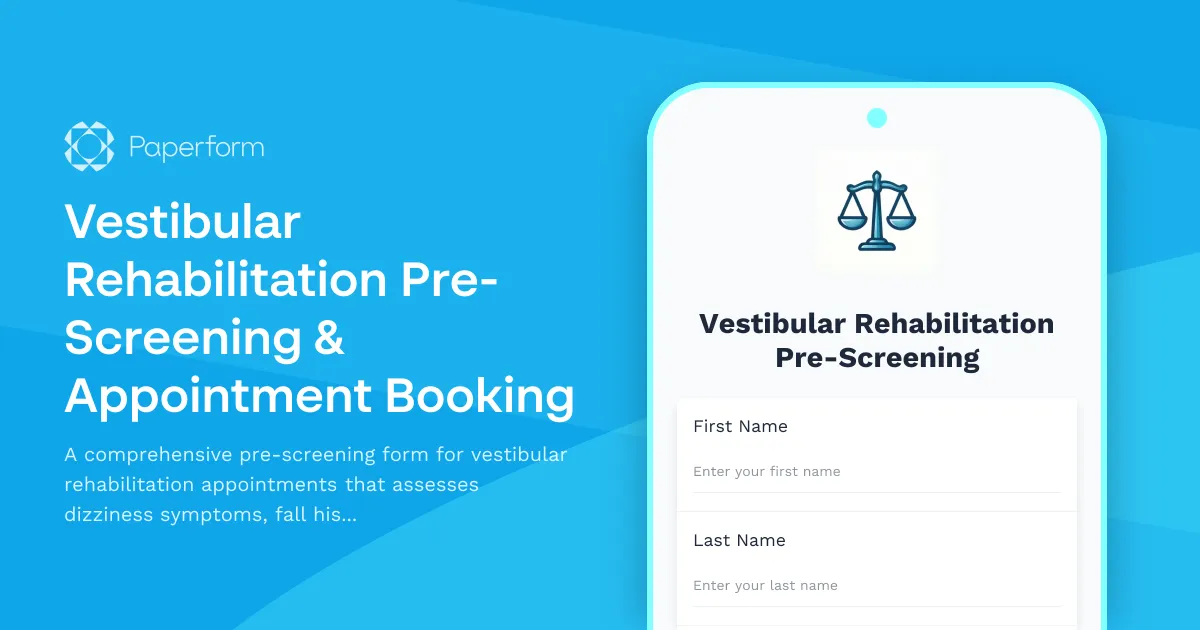 Vestibular Rehabilitation Pre-Screening & Appointment Booking