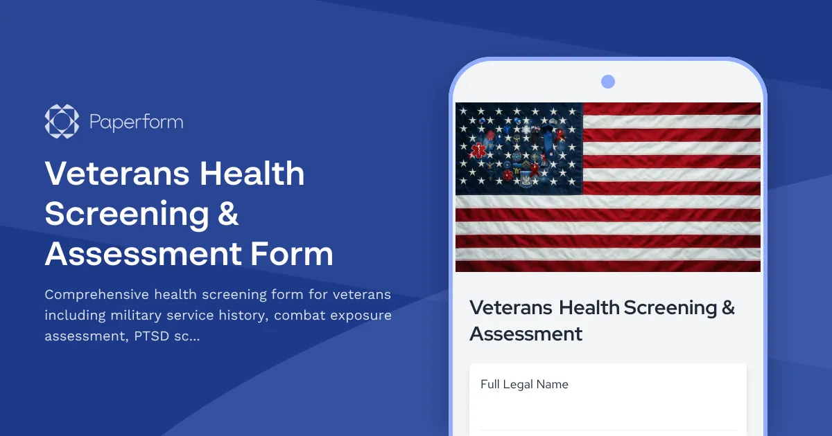 Veterans Health Screening & Assessment Form