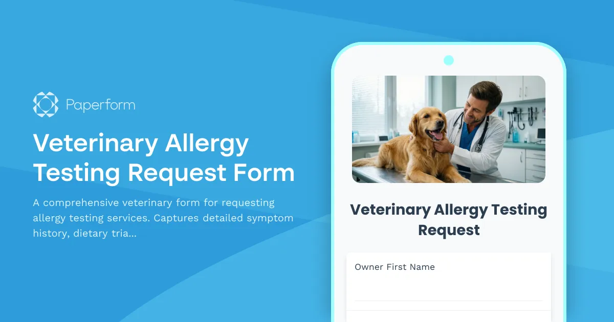 Veterinary Allergy Testing Request Form