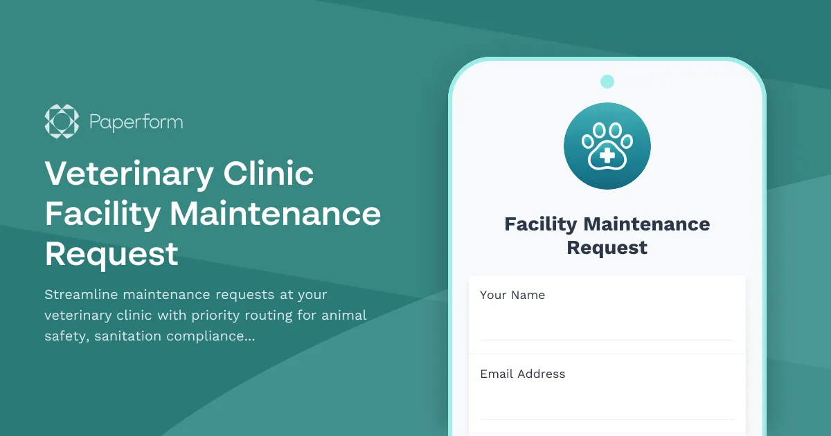 Veterinary Clinic Facility Maintenance Request