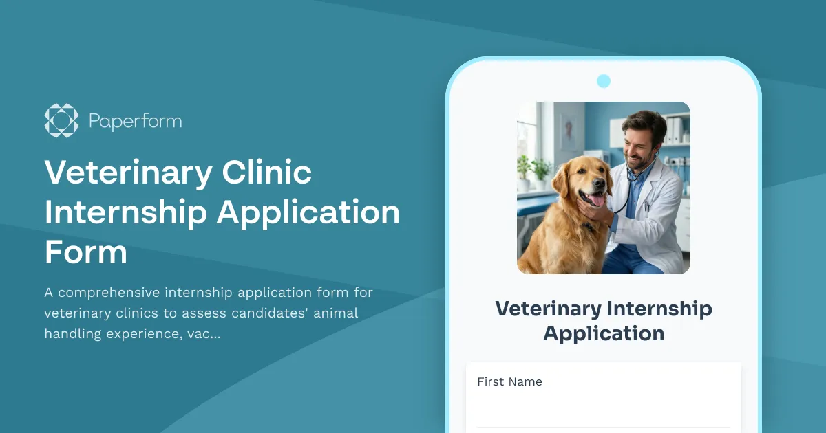 Veterinary Clinic Internship Application Form