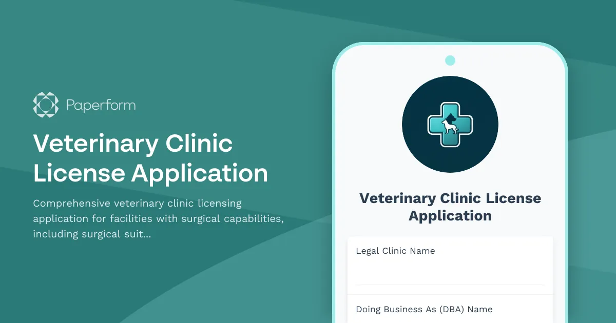 Veterinary Clinic License Application