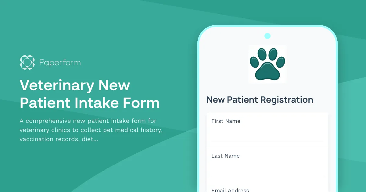 Veterinary New Patient Intake Form