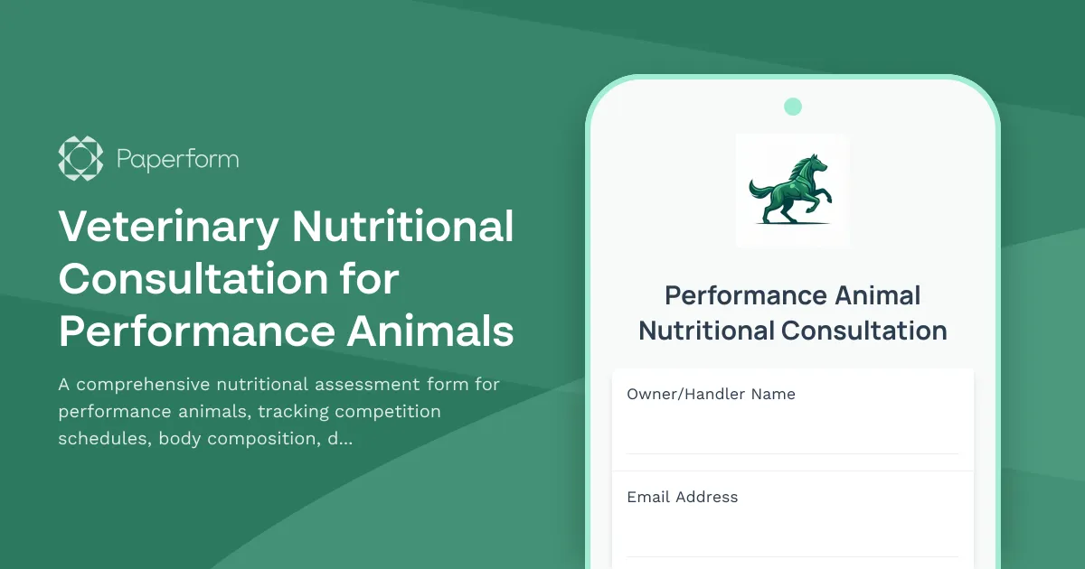Veterinary Nutritional Consultation for Performance Animals