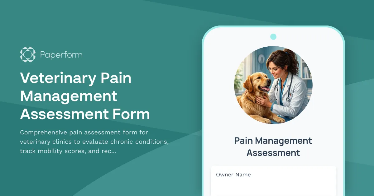 Veterinary Pain Management Assessment Form