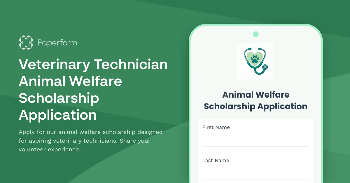 Veterinary Technician Animal Welfare Scholarship Application