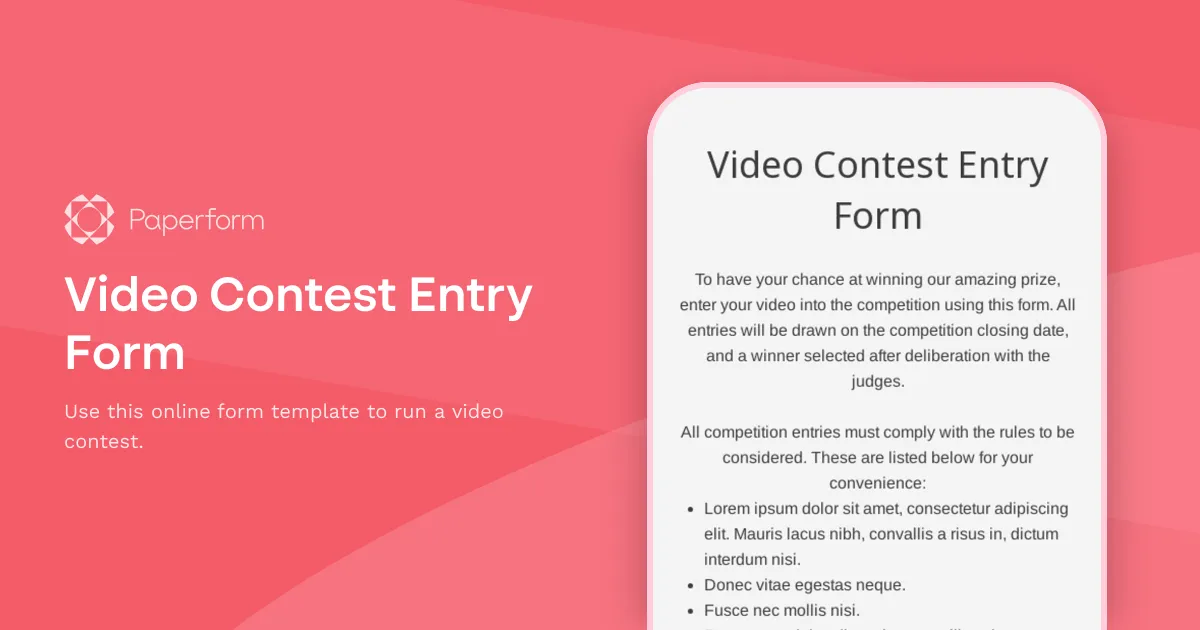 Video Contest Entry Form