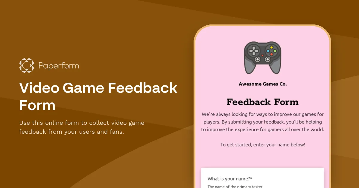 Video Game Feedback Form