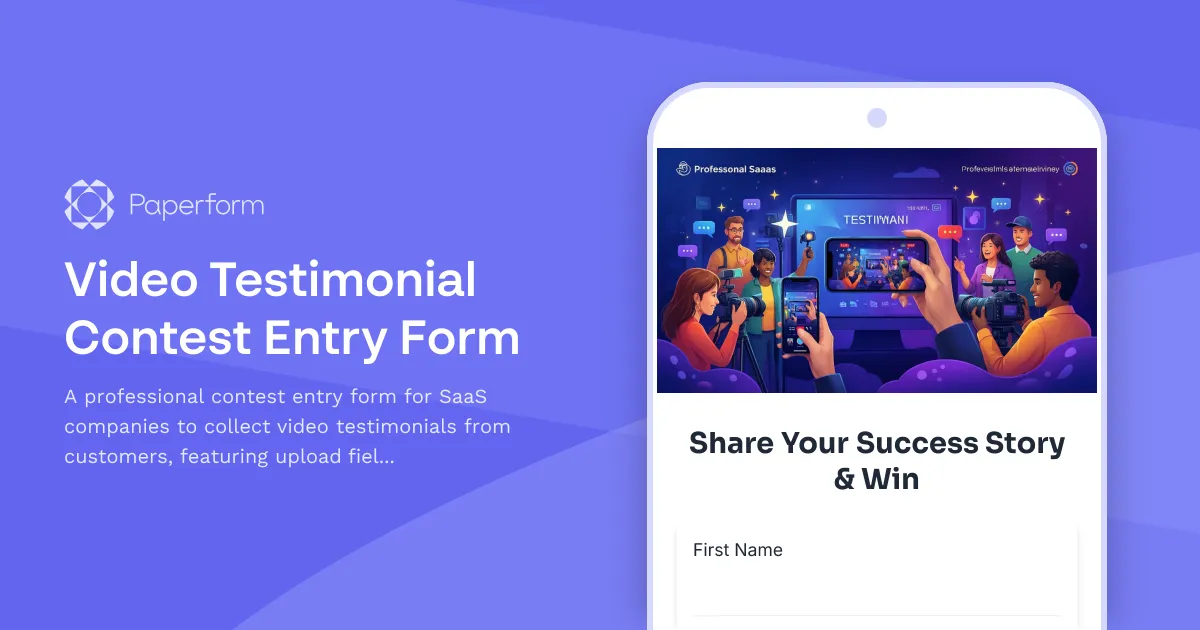Video Testimonial Contest Entry Form