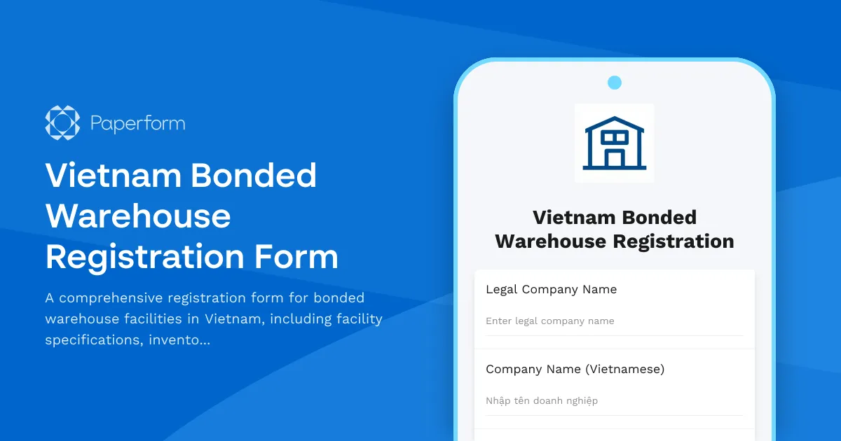 Vietnam Bonded Warehouse Registration Form