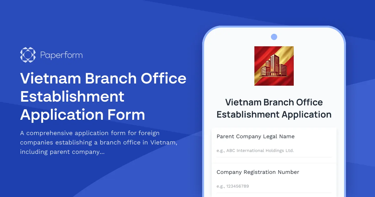 Vietnam Branch Office Establishment Application Form