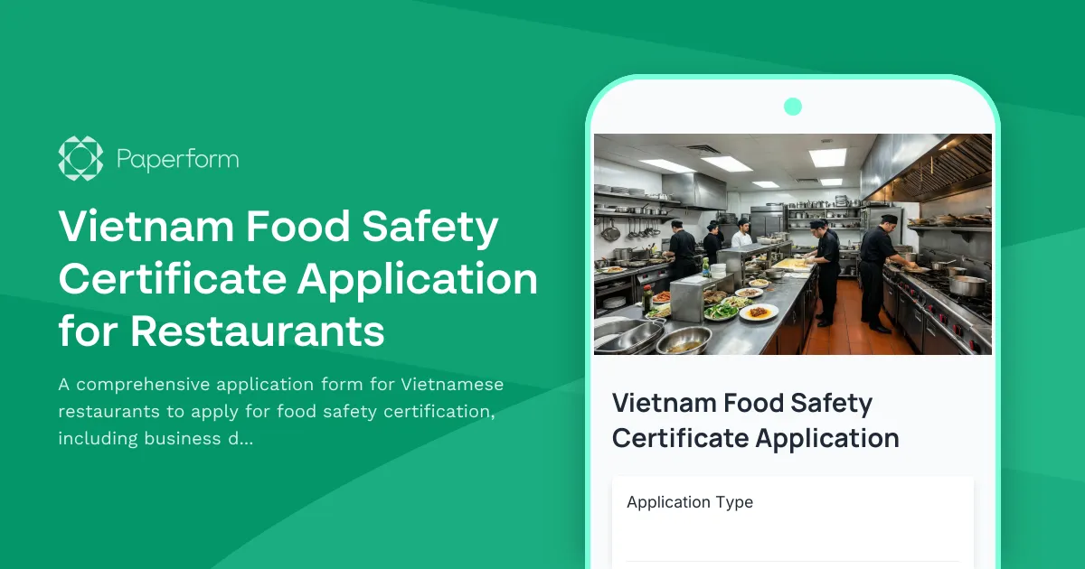Vietnam Food Safety Certificate Application for Restaurants