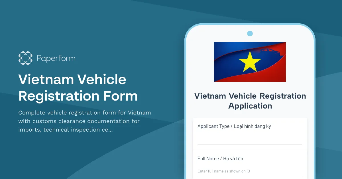 Vietnam Vehicle Registration Form