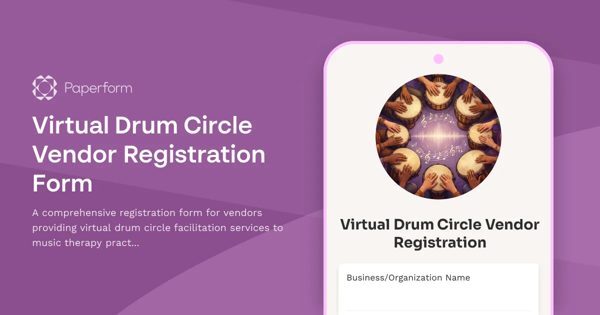 Virtual Drum Circle Vendor Registration Form
