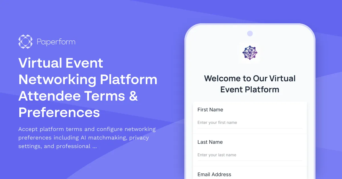 Virtual Event Networking Platform Attendee Terms & Preferences