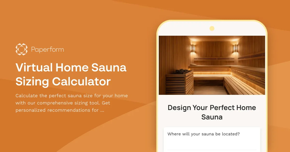 Virtual Home Sauna Sizing Calculator