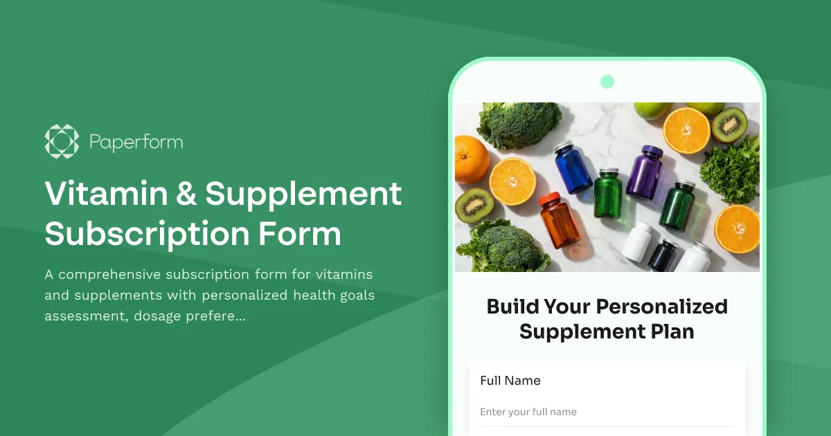 Vitamin & Supplement Subscription Form