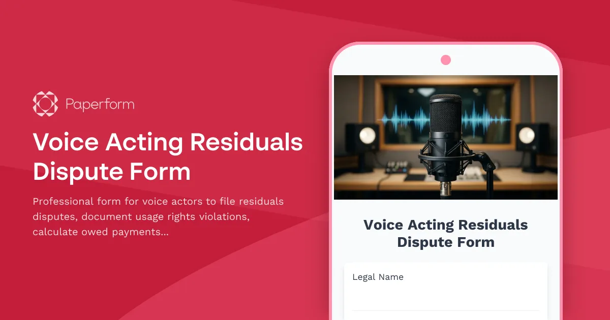 Voice Acting Residuals Dispute Form