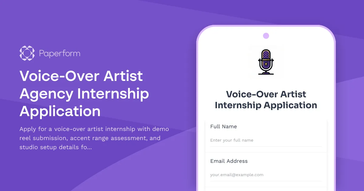 Voice-Over Artist Agency Internship Application